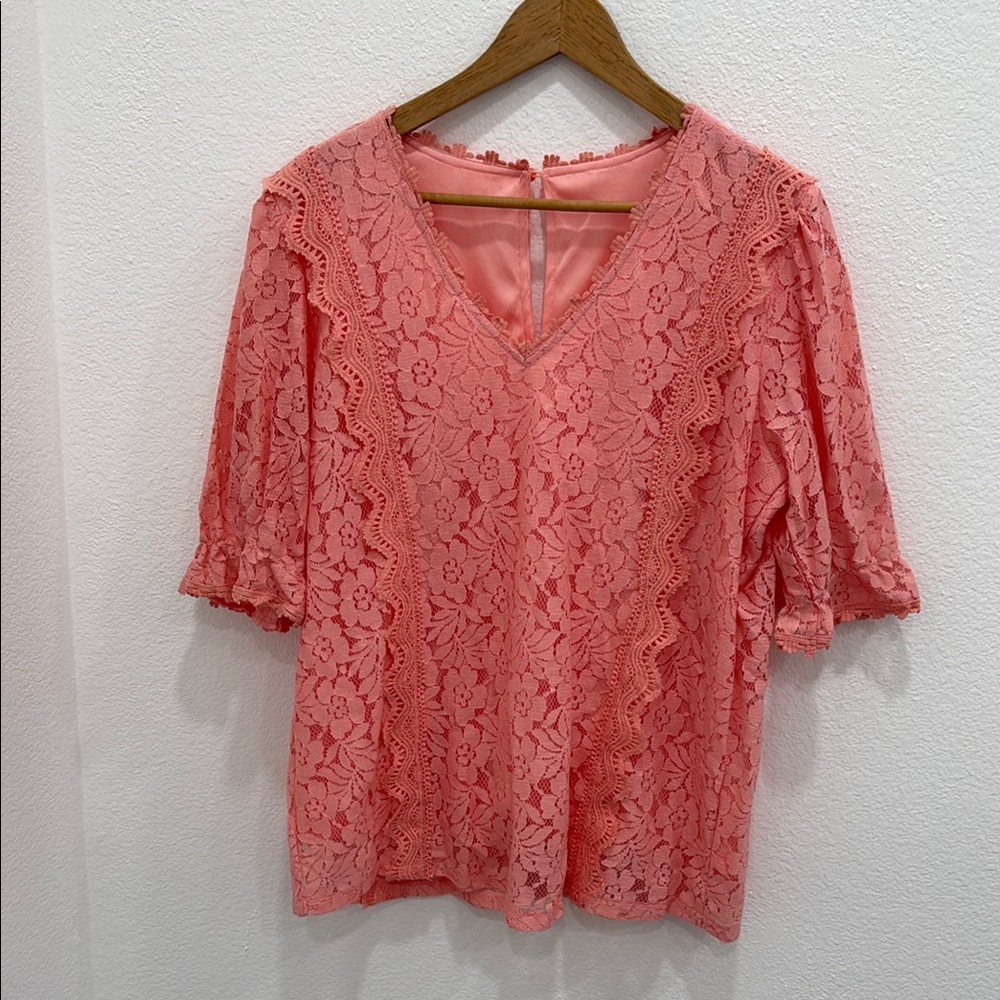 Elegant Pink Lace Women Top